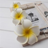 DREA 100 pièces/sac Têtes de fleurs artificielles en mousse Plumeria Hawaïenne Frangipanier pour DIY, coiffes, pinces à cheveux, corsages