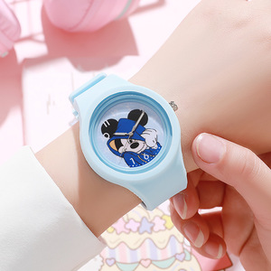 <span class=keywords><strong>Montre</strong></span> pour <span class=keywords><strong>femme</strong></span>, cadran 44 mm, quartz analogique, boîtier rond en ABS écologique, bracelet en silicone, style étudiant - Product Image 3