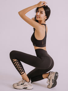Approvisionnement d'usine Meilleure qualité Contrôle du ventre <span class=keywords><strong>Anti</strong></span> <span class=keywords><strong>Cellulite</strong></span> Fitness Yoga Leggings avec rayure croisée - Product Image 4