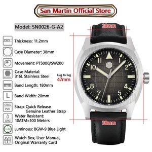 Montre sport pour homme San Martin SN0026-G, design original, montre mécanique automatique de luxe pour homme, cadran à motif de grille à pression d'huile - Product Image 2