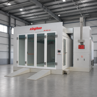 Cabines de peinture infrarouges électriques professionnelles abordables de 43 kW pour voitures 80 ° Cabine de peinture automobile avec double ventilateur d'admission et four de séchage