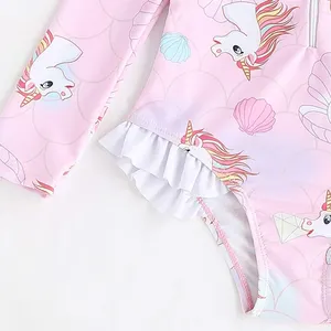 Schöne Baby Mädchen Kinder Kinder einteiligen Badeanzug Trendy Print On Demand Benutzer definierte Sommer Bade bekleidung Polyester Beach Wear