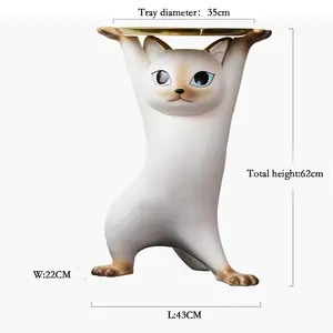 Creatieve Betoverende Glasvezel Hars Kat Sculptuur Aanpasbare Grootte Kleur Grote Vloer Lade Decoratief Beeld Voor Het Leven - Product Image 6