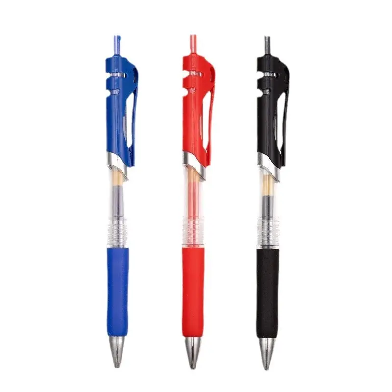 Stylo gel avec logo personnalisé de haute qualité, bouton-poussoir en plastique bleu noir rouge Stylo à bille 0.5mm Stylo gel