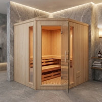 Sauna de Vapor Seco de Infrarrojos Lejanos para 4-6 Personas, de Madera Sólida de Cedro Rojo Canadiense, con Diseño Moderno y Conexión Eléctrica