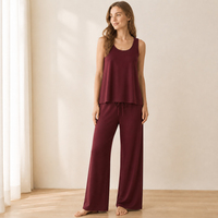 Ensemble de pyjama en bambou pour femmes certifié GOTS, débardeur sans manches et pantalon long, ensemble de vêtements de nuit respirant pour femmes en 2 pièces