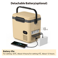 Glacière électrique 12L/18L Mini réfrigérateur à batterie au lithium Mini réfrigérateur portable pour camping en plein air Réfrigérateur avec poignée