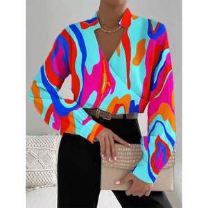 Fashion New Women's Loose Causel Long Sleeve Print Button Placket Blouse - Product Image 2