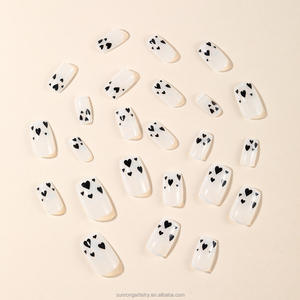 <span class=keywords><strong>Uñas</strong></span> Postizas Hechas a Mano al por Mayor para el Día de <span class=keywords><strong>San</strong></span> Valentín, Diseño de Corazón Negro con Puntos, Suministros para Vendedores de <span class=keywords><strong>Uñas</strong></span> Postizas - Product Image 3