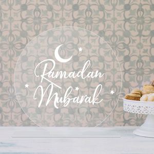 Islamic Muslim Party <b>Decoration</b> Happy Eid Sign Umrah Tabletop Stand Transparent Acrylic <b>Ramadan</b> Mubarak Table Decor - Product Image 2