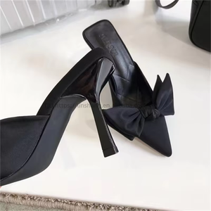 Fashion Heels Sexy Pointed Toe Party Dress Pump Slip-On Size 35-43 <b>Butterfly</b>-Knot Decoration Women High Heel Slippers - Product Image 4