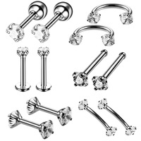 12pcs/set Perhiasan Anting Hidung & Anting Bibir Anak dari Baja Tahan Karat yang Lucu untuk Hadiah Pernikahan dan Pertunangan