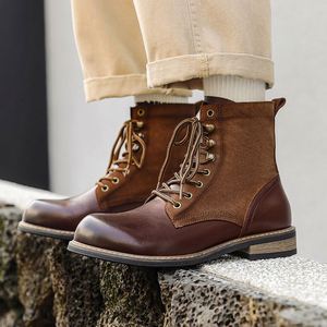 Retro Fashion Men's Personalized Lace-up Ankle Waterproof Leather Boots Handcrafted Winter Outdoor Work 2025 New Trend - Product Image 4