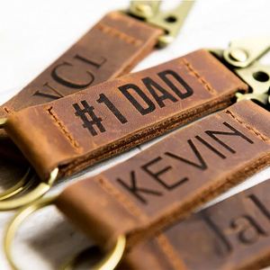 Wholesale Designer PU Leather Bottle Opener Keychain Holder Compact Car <b>Keyring</b> Accessory with Letterpress Printing - Product Image 1