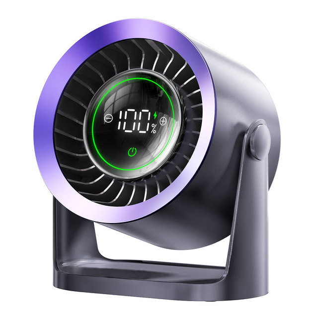 2026 Multifunctional USB Powered Desk Fan LED Display 90 Degree Horizontal Oscillation Foldable Design for Car RV Use Quiet