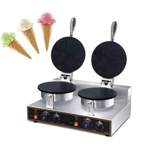 Máquina Comercial para Hacer Conos de Waffle de Acero Inoxidable y Aluminio Fundido de 220V, de Una o Dos Cabezas, Nueva - Product Image 3