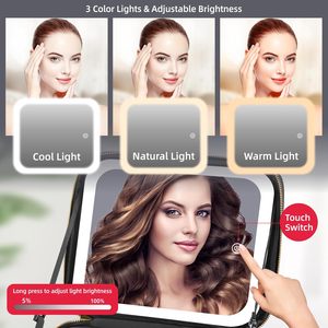 Organizador de Cosméticos, Caja de Maquillaje con Separador y Espejo Iluminado Desmontable - Product Image 1