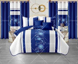 Juego <span class=keywords><strong>de</strong></span> ropa <span class=keywords><strong>de</strong></span> cama <span class=keywords><strong>de</strong></span> 9 piezas <span class=keywords><strong>2023</strong></span> en stock con cortinas a juego, colcha y sábanas con patrón <span class=keywords><strong>de</strong></span> personajes para cama tamaño King o Queen - Product Image 6