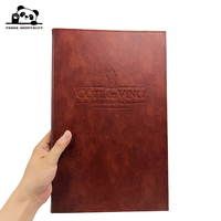Porte-menu de restaurant en cuir véritable de luxe vert foncé et bordeaux, avec logo gaufré sur grande surface, pour menu alimentaire d'hôtel – Fourniture directe usine