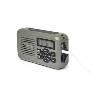 एम/एफएम और सौर हैंड क्रैंक बैटरी के साथ आपातकालीन नोआ मौसम रेडियो