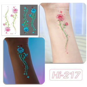 Pegatinas de Tatuajes Temporales Luminosas Multicolores, Estilo Floral Coreano Y2K, 18 Diseños, Durabilidad de hasta 1 Semana - Product Image 3