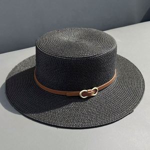 <b>Flat</b> Top Bowler <b>Hat</b> Wholesale Beach Straw Boater <b>Hat</b> for Women Summer Straw - Product Image 3
