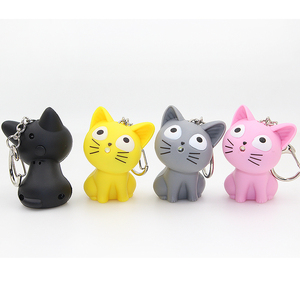 Porte-clés chat Kawaii lumineux LED avec son, porte-clés chat en carton avec son miaou~ Porte-clés <span class=keywords><strong>Simon</strong></span>'s Cat, vente chaude - Product Image 2