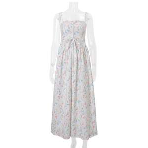 Vente en gros été femmes robe florale douce esthétique Sexy débardeur minceur Style <span class=keywords><strong>français</strong></span> <span class=keywords><strong>premier</strong></span> amour longue robe - Product Image 5