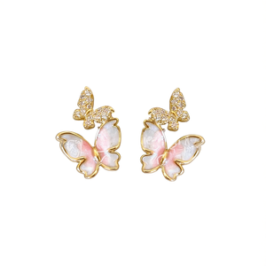 Orecchini Pendenti a Farfalla Dorata da Donna, con Cristalli e Strass, in Lega, Gioielli alla Moda per Feste - Product Image 1