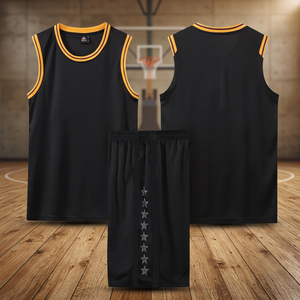 cotton Polyester Custom Sleeveless Basketball Top Jersey with Shorts Set Heat-Transfer Printed Logo Anti-Bacterial <b>Men</b> Women Ad - Product Image 3