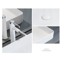 Évier de comptoir en céramique blanche style G 440x330mm, lavabo carré pour projet de décoration de salle de bain d'hôtel