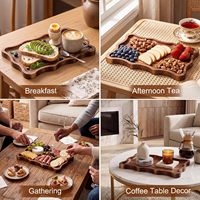 Plateaux de service en bois d'acacia, lot de 6, plateaux de service en bois festonnés, planches à charcuterie, assiettes à fromage pour la maison, la cuisine, décoratifs