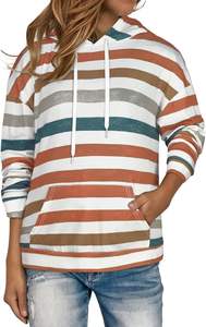 Sweatshirts à manches longues, hauts à cordon de serrage avec poche, chemisiers amples décontractés, tuniques, sweats à capuche vierges - Product Image 6