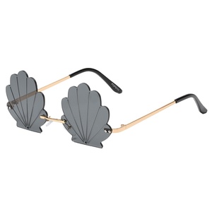 Gafas de Sol Divertidas con Forma de Concha, Patillas Metálicas, Gafas de Moda sin Montura para Mujer - Product Image 2