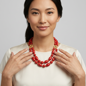 Collier en perles de résine fait main, artisanat Khadim, dernière tendance de la bijouterie, look naturel, design élégant, couleur et taille personnalisées - Product Image 1