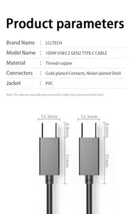 PD 65w 100w 3A 5A Usb C To Usb C Charger Cable Fast Quick Charging Data Type C For Android Mobile Phone Accessories Charge 1m