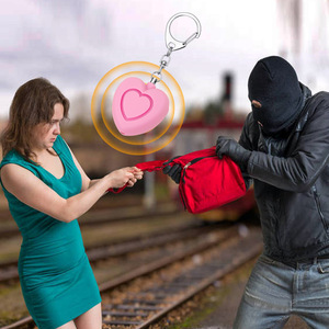 Dễ thương 125dB cá nhân phụ nữ tự vệ báo động cảnh báo trái tim <span class=keywords><strong>Keychain</strong></span> với ánh sáng <span class=keywords><strong>LED</strong></span> trái tim cá nhân báo động - Product Image 6