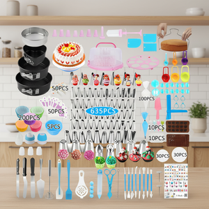 Juego de 635 Piezas para Decoración de Pasteles con Plato Giratorio y Boquillas, con Caja Portátil, Herramientas de Repostería Personalizables, Venta al Por Mayor - Product Image 1