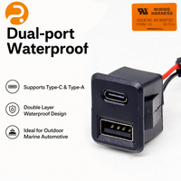 Cable USB Combinado ROMTRONIC de Par Trenzado Blindado de 200 mm y 600 V, Doble USB-A/Tipo-C, Montaje en Panel, Conectores de Doble Terminal, Automotriz