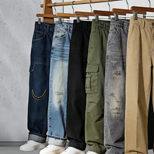 Pantalones desgastados personalizados de alta calidad, ropa de calle personalizada, pantalones vaqueros holgados lavados Vintage para hombres, Pantalones - Product Image 4