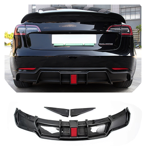 Rear Bumper Extension Look Carbon with Light Rear Lip Bumper for Tesla <strong>Model</strong> <strong>3</strong> Guard Car Styling Bodykit for Tesla <strong>Model</strong> <strong>3</strong> - Product Image 2