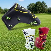 Housse de putter de golf en PU noir/blanc/rouge avec motif sac à monnaie dollar américain brodé et fermeture magnétique – Vente en gros