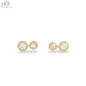 Última Colección, Pendientes de Diamantes con Diseño de Rombo, Estilo Antiguo y Vintage, Oro Amarillo Sólido de 18K, Diamantes Naturales de Forma Elegante, Regalo para Mujer - Product Image 1