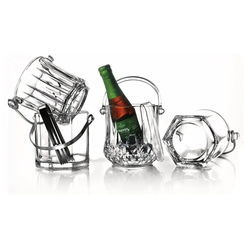 Party Fabrik benutzer definierte Logo Wodka Wein Glaswaren Whisky Round Glass Ice Bucket für Bier kühler