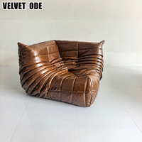 Canapé Caterpillar en cuir argenté, style Togo minimaliste italien, fauteuil de relaxation, canapé individuel en mousse haute élasticité pour villa et appartement