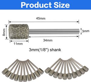 Jeu de fraises diamantées pour meuleuse <span class=keywords><strong>Dremel</strong></span>, grain 46/150, 20 pièces, tige de 1/8 pouce, disques de coupe, gravure sur pierre, meulage, bijoux - Product Image 2
