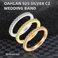 Oahlan Dames 925 Sterling Zilveren Trouwring 2Mm Verlovingsjuwelen Met Zirkoon Valentijnsdag