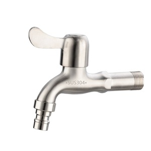 304 Stainless Steel 4 Point Faucet Single Cold Water For <b>Washing</b> <b>Machine</b> Mop Sink Easy Installation <b>Manual</b> Operation - Product Image 4