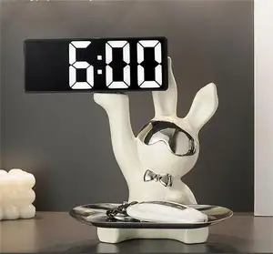 LED 크리 에이 티브 긴 귀 토끼 홈 입구 키 보관 홈 장식 알람 시계 어린이 시계 디지털 시계