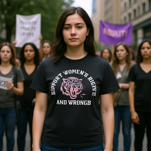 T-shirt Grafica Femminista da Donna, Girocollo, Manica Corta, 100% Cotone Jersey, Vestibilità Regolare, Design con Stampa a Lettere, Per Tutte le Stagioni - Product Image 2